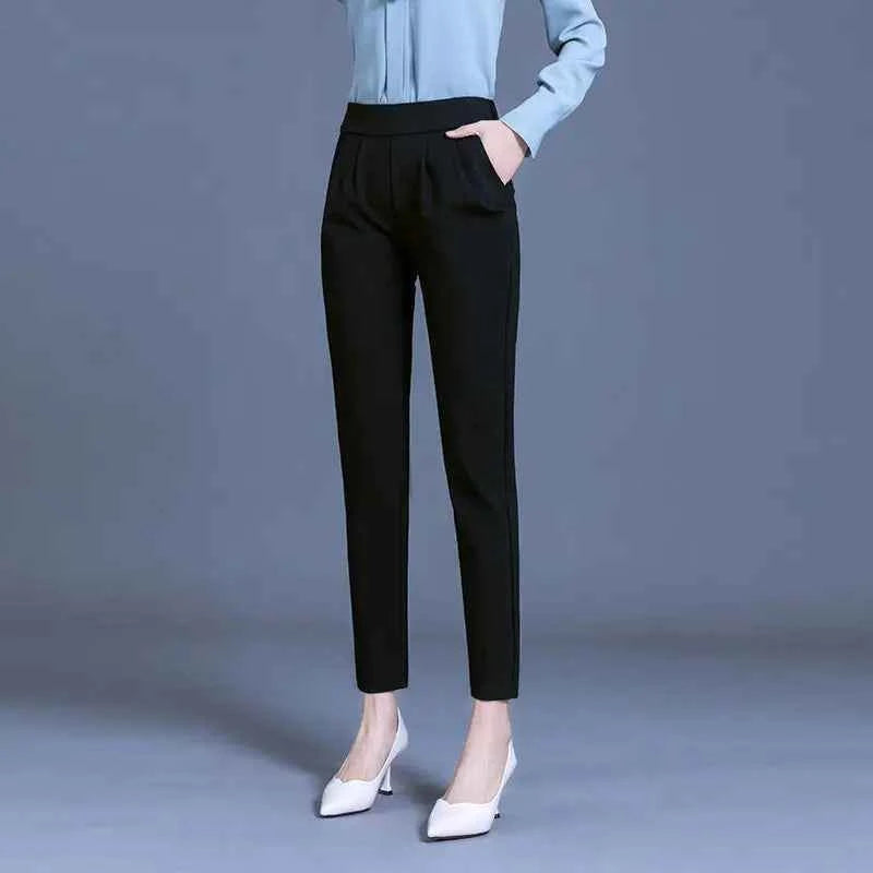 Pantalon Élégant Femme Taille Haute Noir