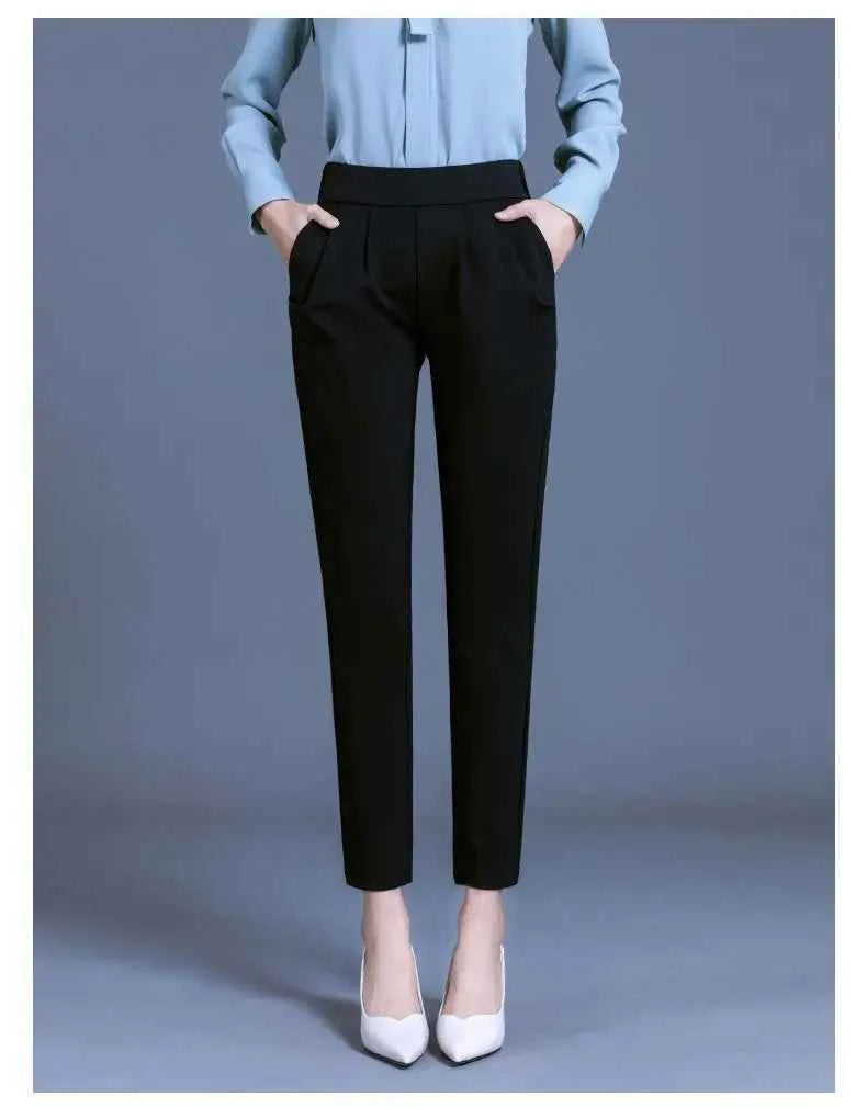 Pantalon Élégant Femme Taille Haute Noir