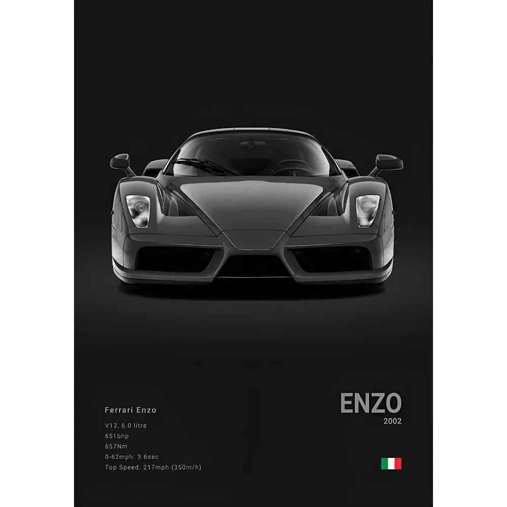 F-Ferrari Black Car Famous F40 ENZO SF90 F12 Poster Sticky Wall Art Printing Waterproof Home Living Bed Room Bar Aesthetic Decor