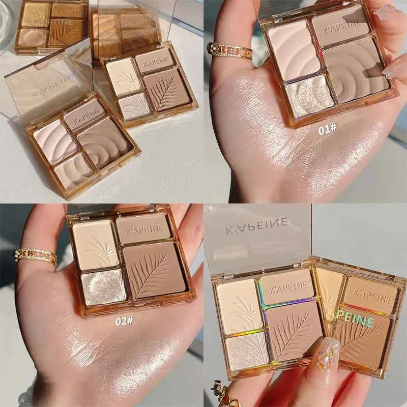3D Facial Contouring Bronzer Cosmetics Brightening Beige Matte Highlights Palette Four-color Eye Shadow Nose Powder Makeup