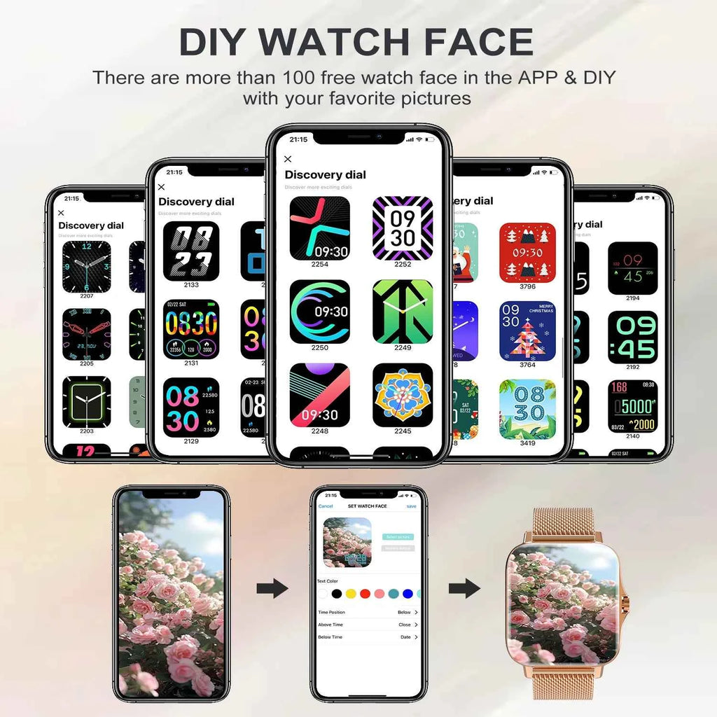 1.69" Touchscreen Smartwatch | Wireless Calls Watch, Fitness Tracker for iPhone/Android, Sports Watch, Great Gift for Family