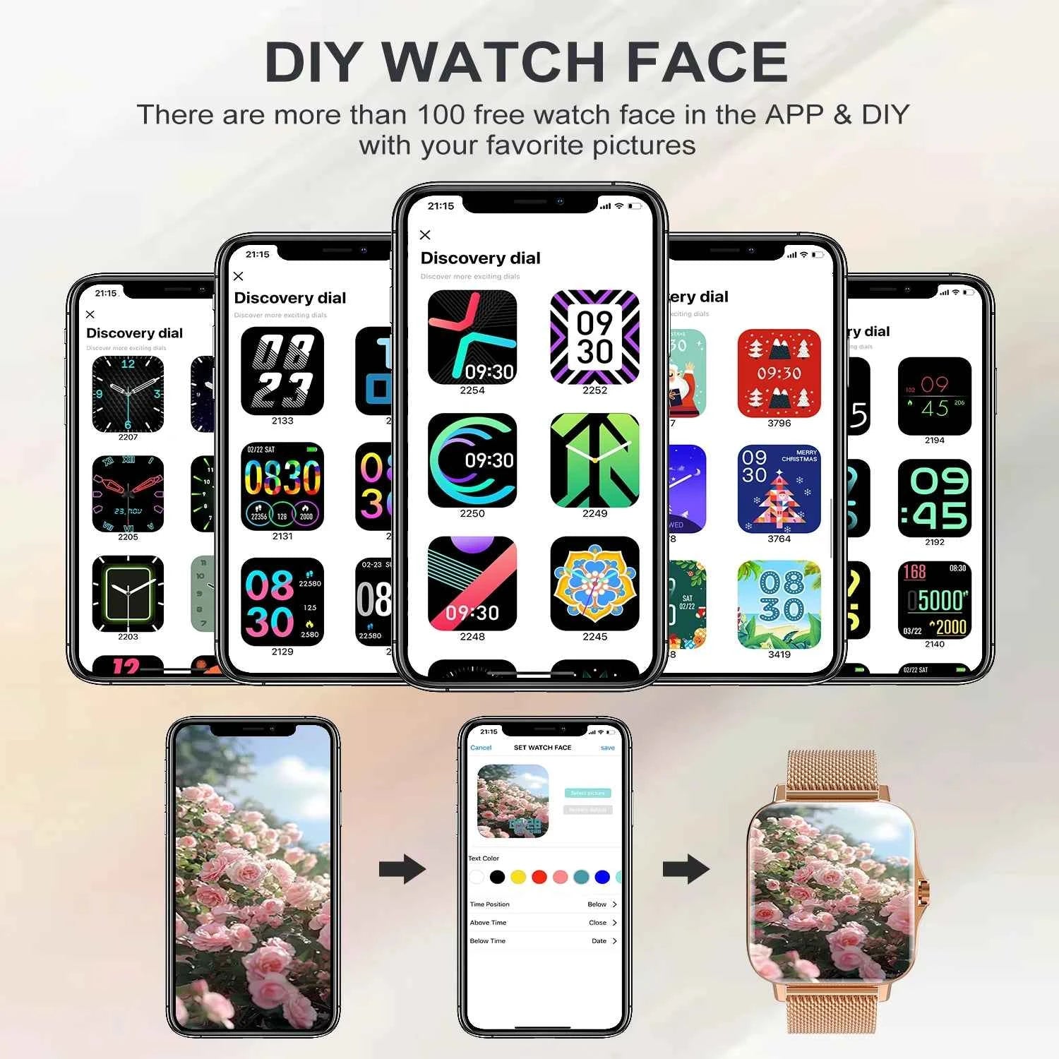 1.69" Touchscreen Smartwatch | Wireless Calls Watch, Fitness Tracker for iPhone/Android, Sports Watch, Great Gift for Family