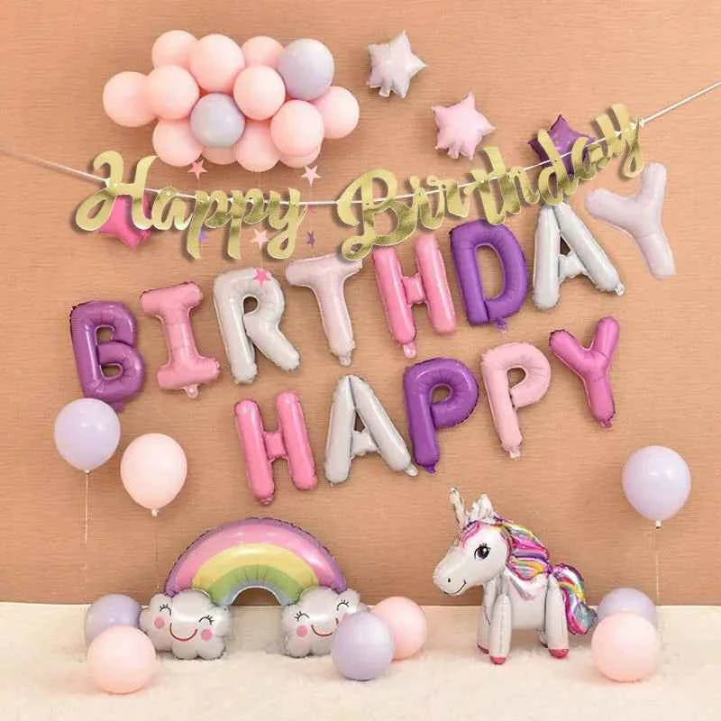 Happy Birthday Banner Bunting paper Birthday Party Hanging Garland Banner Baby Shower Decoration