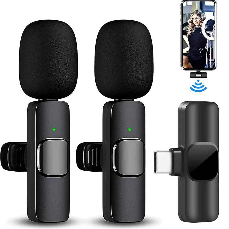 2in1 Wireless Lavalier Microphone for iPhone Android Handy Microphone Plug Play Wireless Microphone for Interview YouTube TikTok