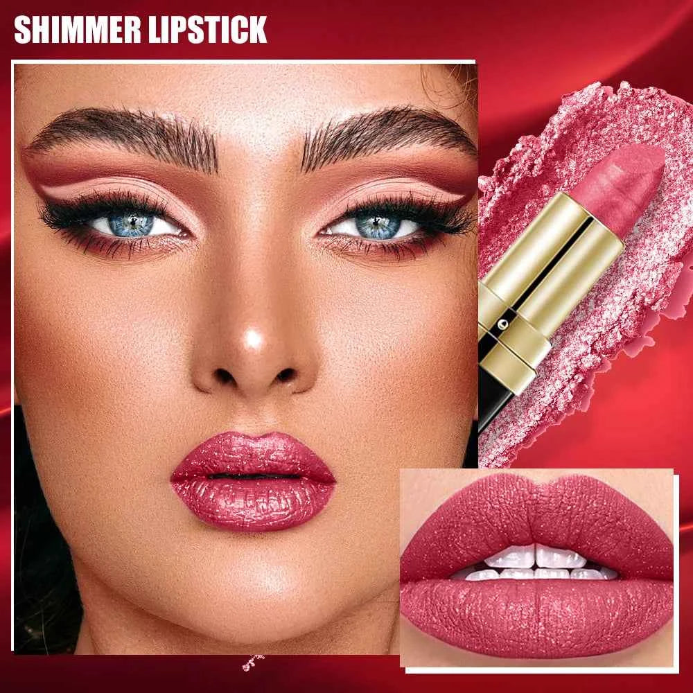 Glitter Diamond Lipstick Shimmer Shiny Lip gloss Pearlescent Lip Tint Waterproof Long Lasting Lips Glaze Makeup Cosmetics