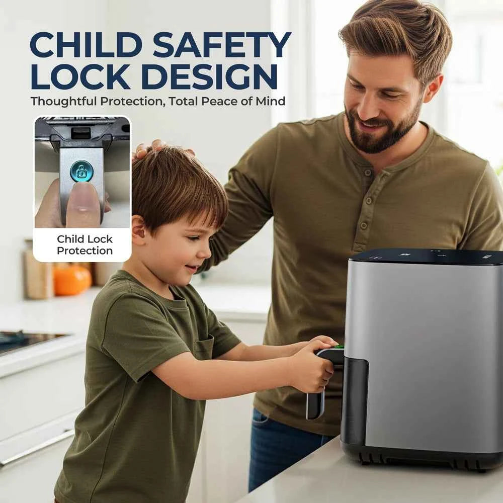 ROUNY Air Fryer 5L, Electric Hot Fryer Oven Oilless Cooker with Touch Control & Nonstick Basket & Visible Window, Family Size