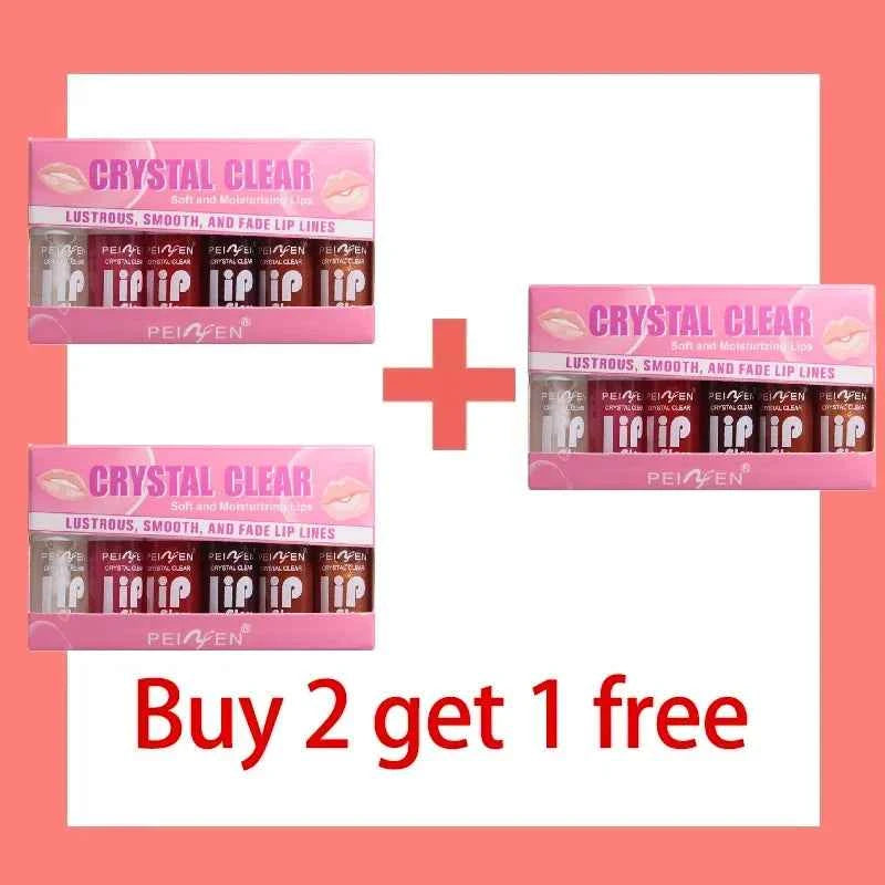 6PCS moisturizing lip gloss, transparent lipstick, sexy lips, lip cosmetics