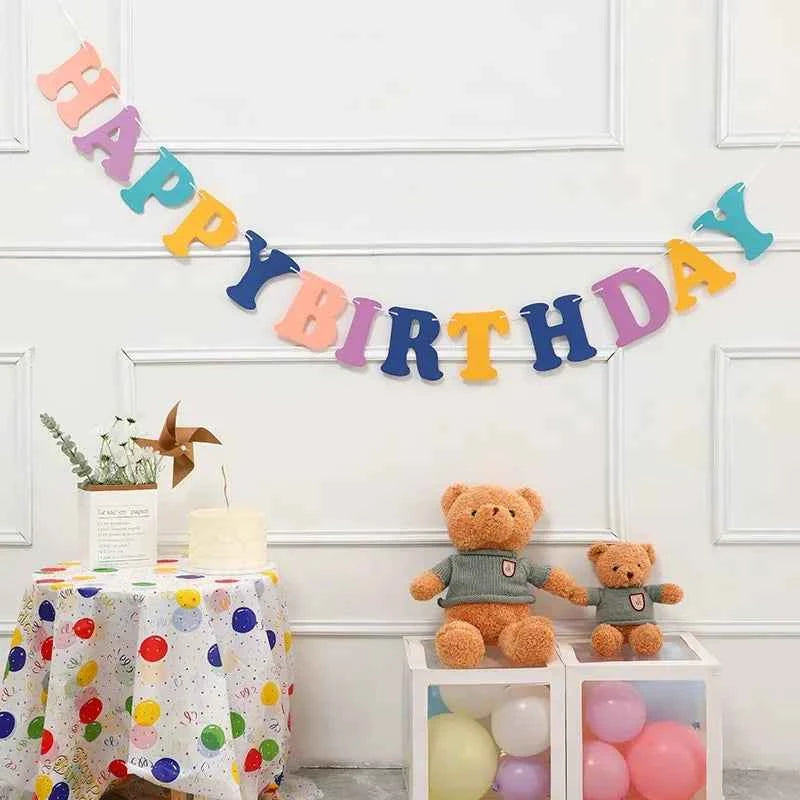 Rainbow Color Birthday Happy Party Banner Be Happy Hanging Banner Garland Daisy String Banner Wedding Banner Home Party Decor
