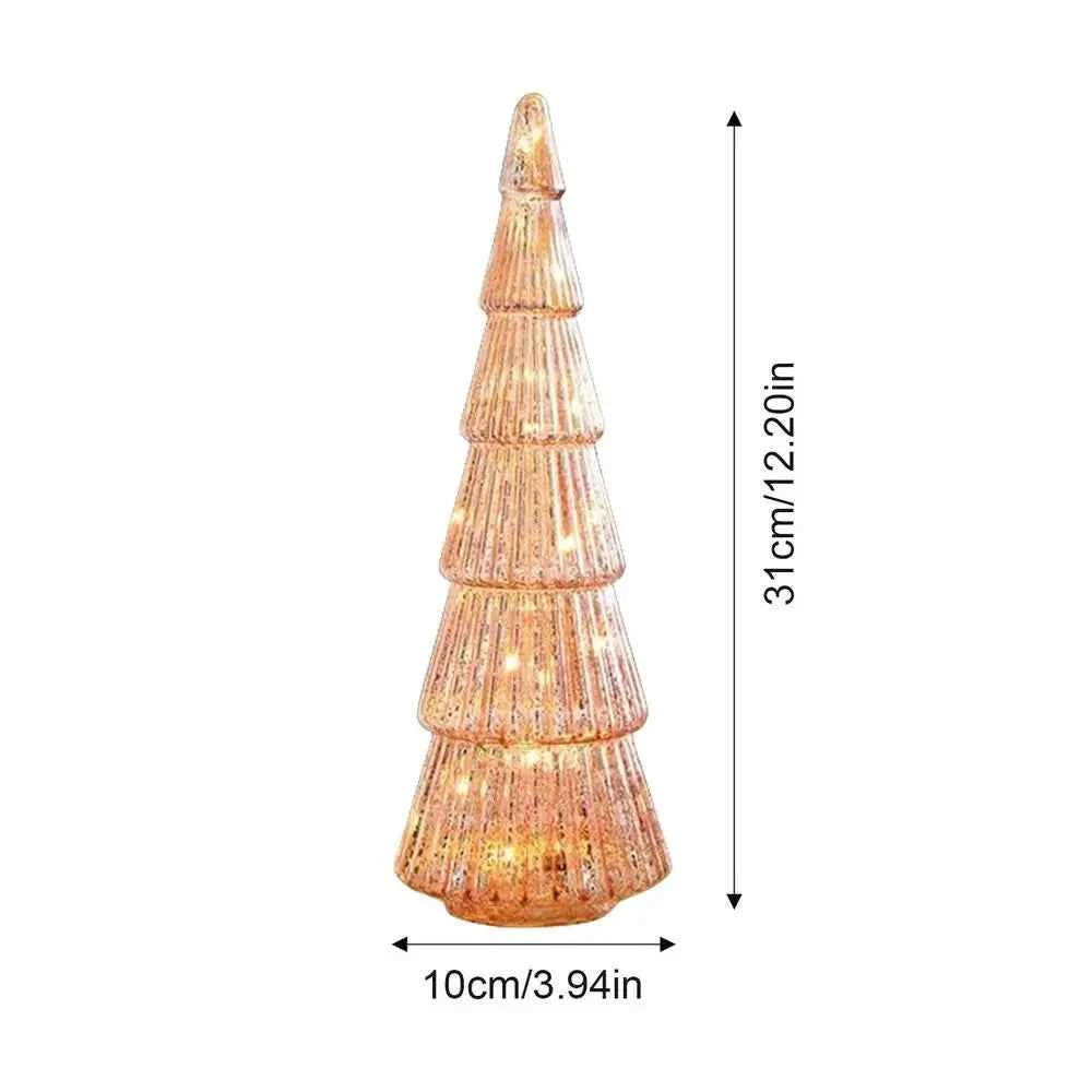 Mini Glass Christmas Tree with Lights Lighted Glass Christmas Tree Battery Operated Christmas Tree Night Lights Tabletop decor