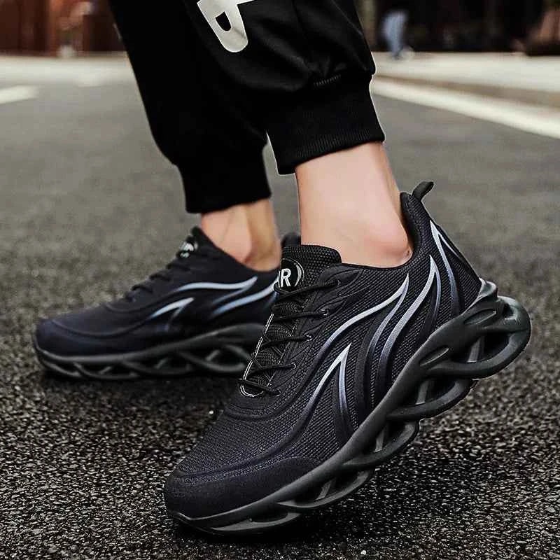 Running Shoes Men Fashion Athletic Sports Blade Cushioning Sneakers Knit Jogging Trainers Flame Printed Lightweight Running Shoe