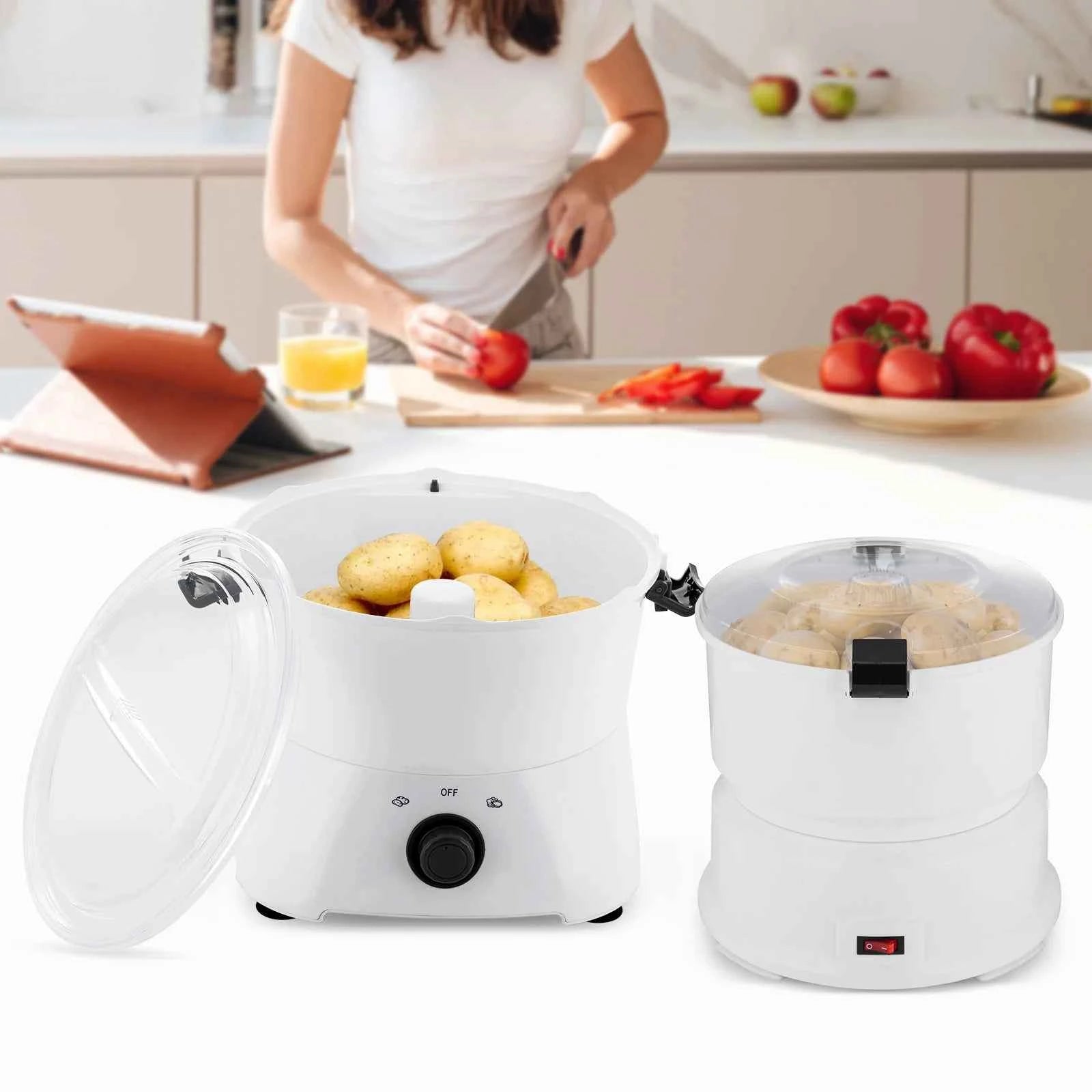 Potato Peeler Electric, Large Capacity Peeler with Stainless Steel Blades for Kitchens Restaurant Fast Food Shops