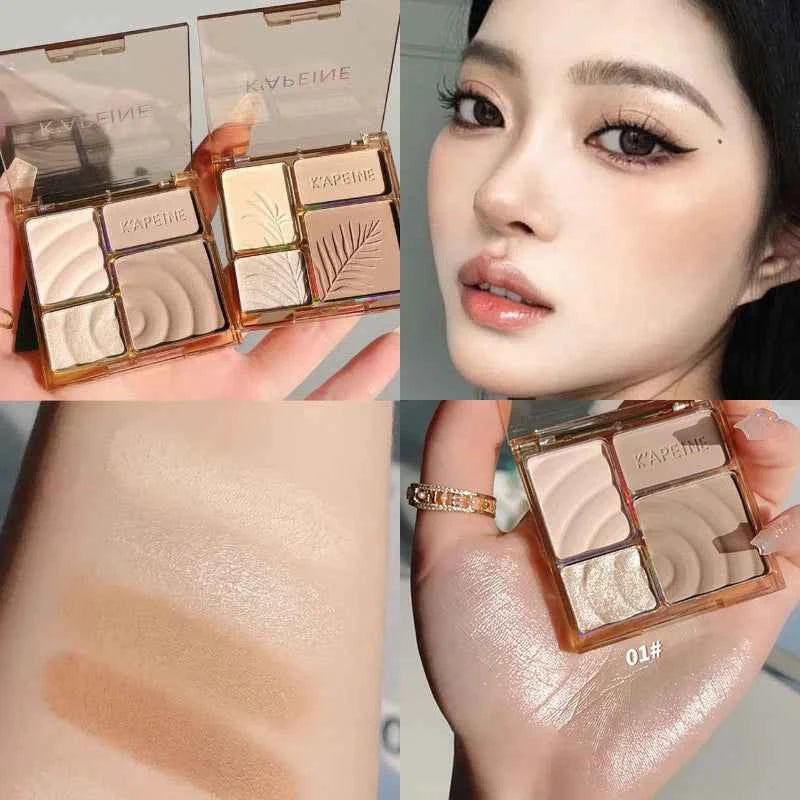 3D Facial Contouring Bronzer Cosmetics Brightening Beige Matte Highlights Palette Four-color Eye Shadow Nose Powder Makeup