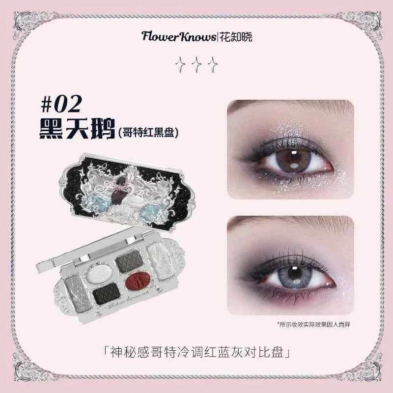 Flower Knows Moonlight Mermaid Eyeshadow Palette 8-Color Matte Shimmer Glitter Eye Makeup Cosmetics Women Beauty Eye Shadow
