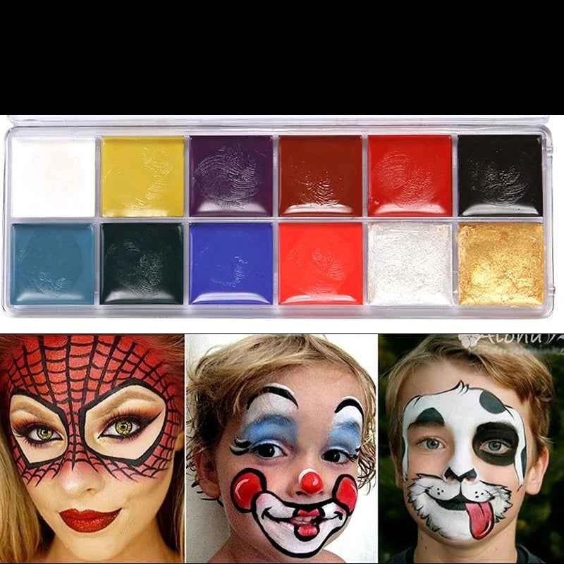 12 colors face&body paint child can use Performance makeup paint palette pinta caritas infantil halloween makeup festival