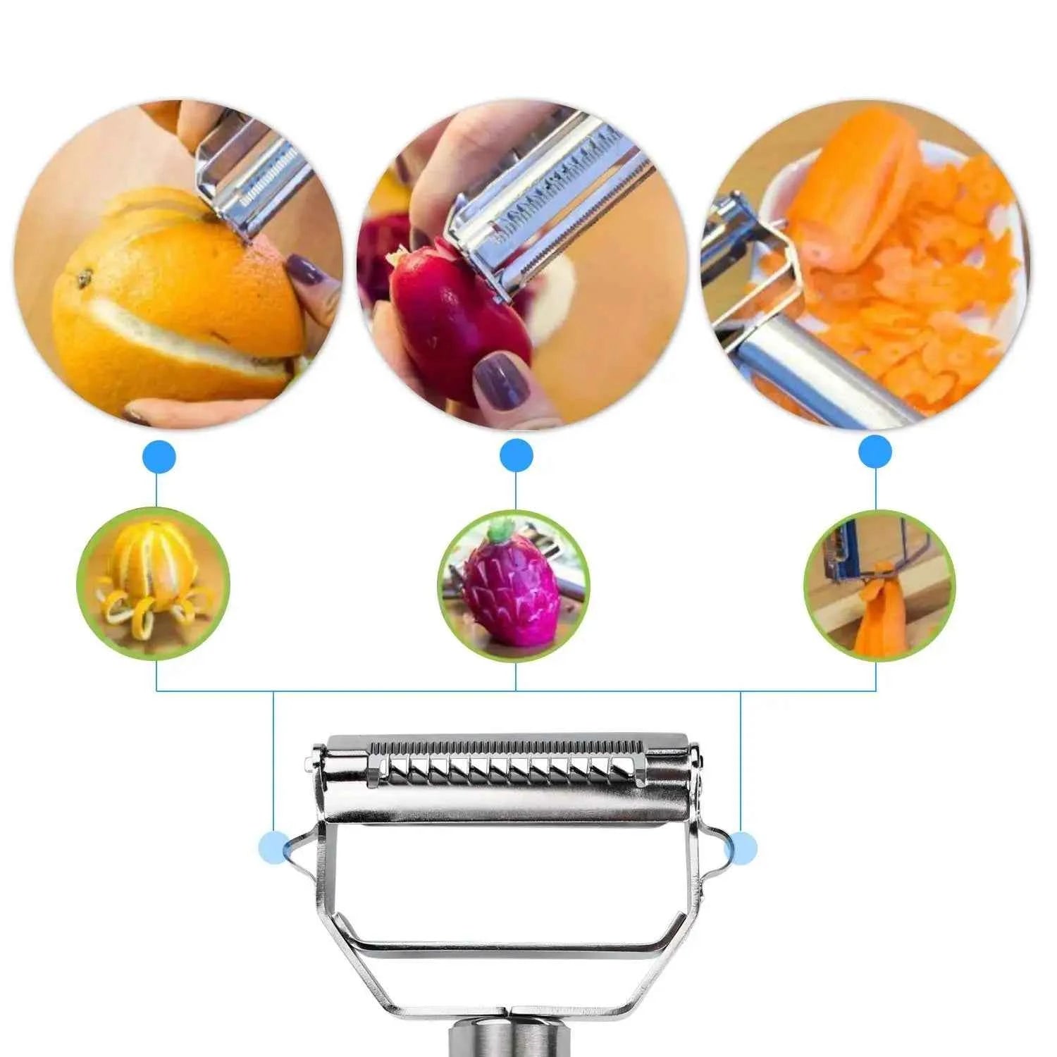 LMETJMA Multifunctional Julienne Peeler Vegetable Fruit Peeler Stainless Steel Durable Potato Slicer Shredder Carrot Peeler