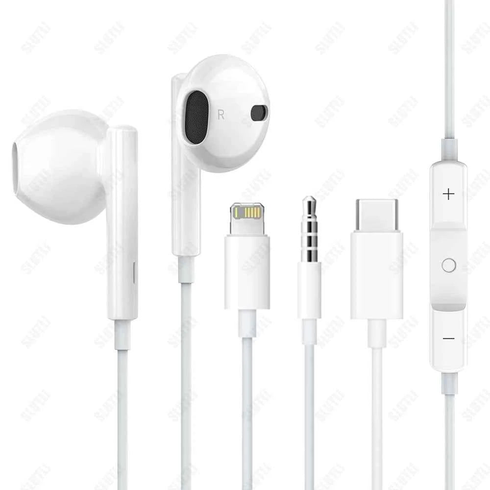 Original Wired Earphones For Apple iPhone 17 16 15 14 13 12 Pro Max Headphones For Samsung For Lightning USB C 3.5mm Earbuds