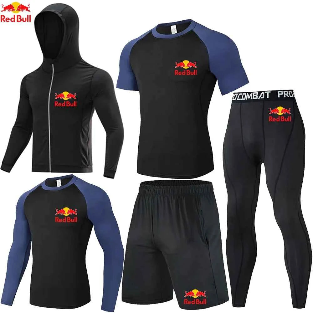 Red Bull Compression Sportswear Suits Men's Gym Tights Training Clothes Workout Jogging Set Running Rashguard Tracksuit For Men