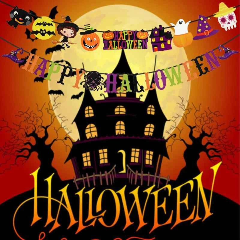2023 Year Happy Halloween Banner Garland for Halloween Home hanging ornament Decorations Kids Child Favors Creative gift