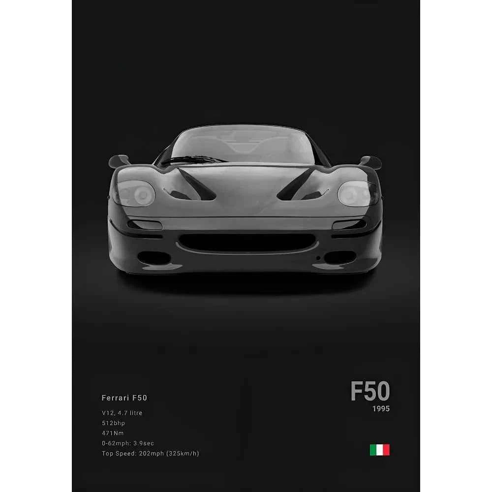 F-Ferrari Black Car Famous F40 ENZO SF90 F12 Poster Sticky Wall Art Printing Waterproof Home Living Bed Room Bar Aesthetic Decor