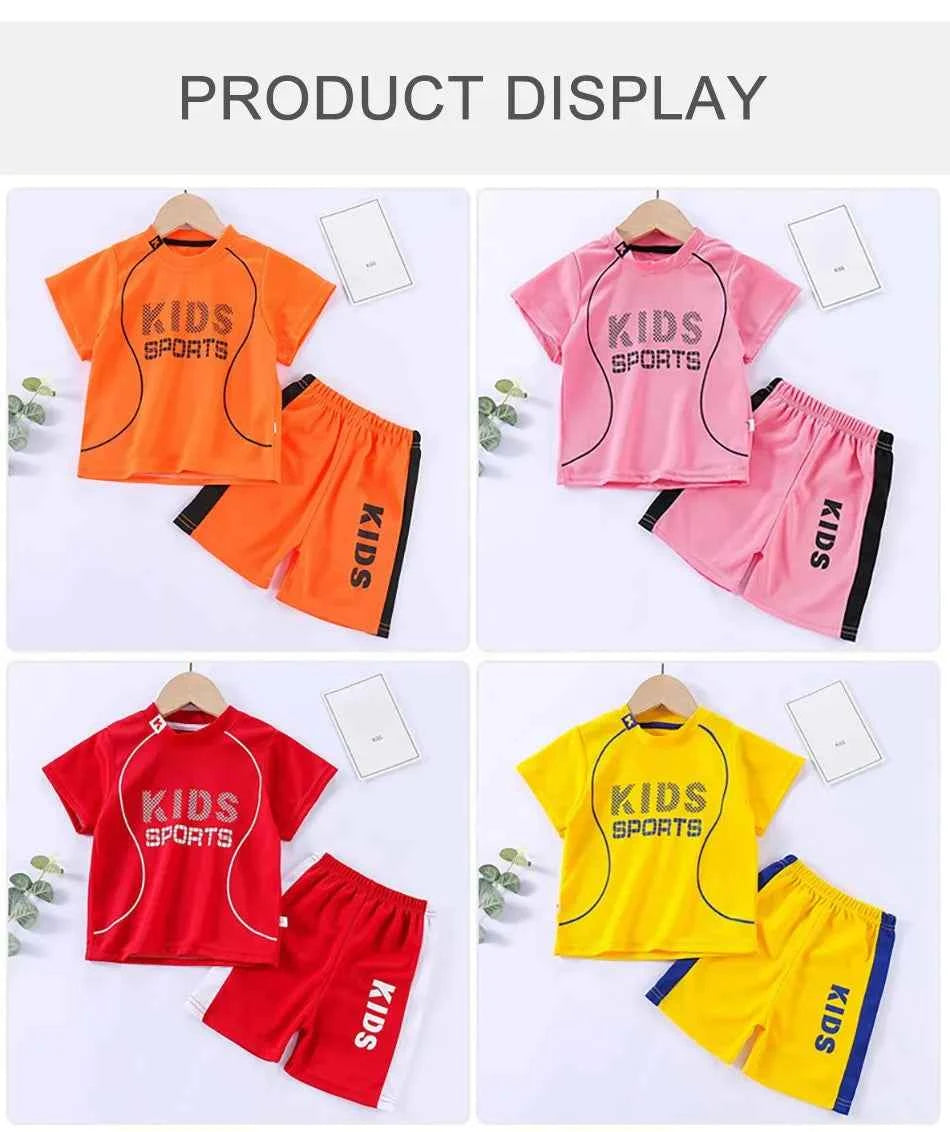 Children Summer Short Sleeve Football Basketball Suit Clothing Set Boy Girl Jersey Quick Drying Breathable Kids Sports Wear