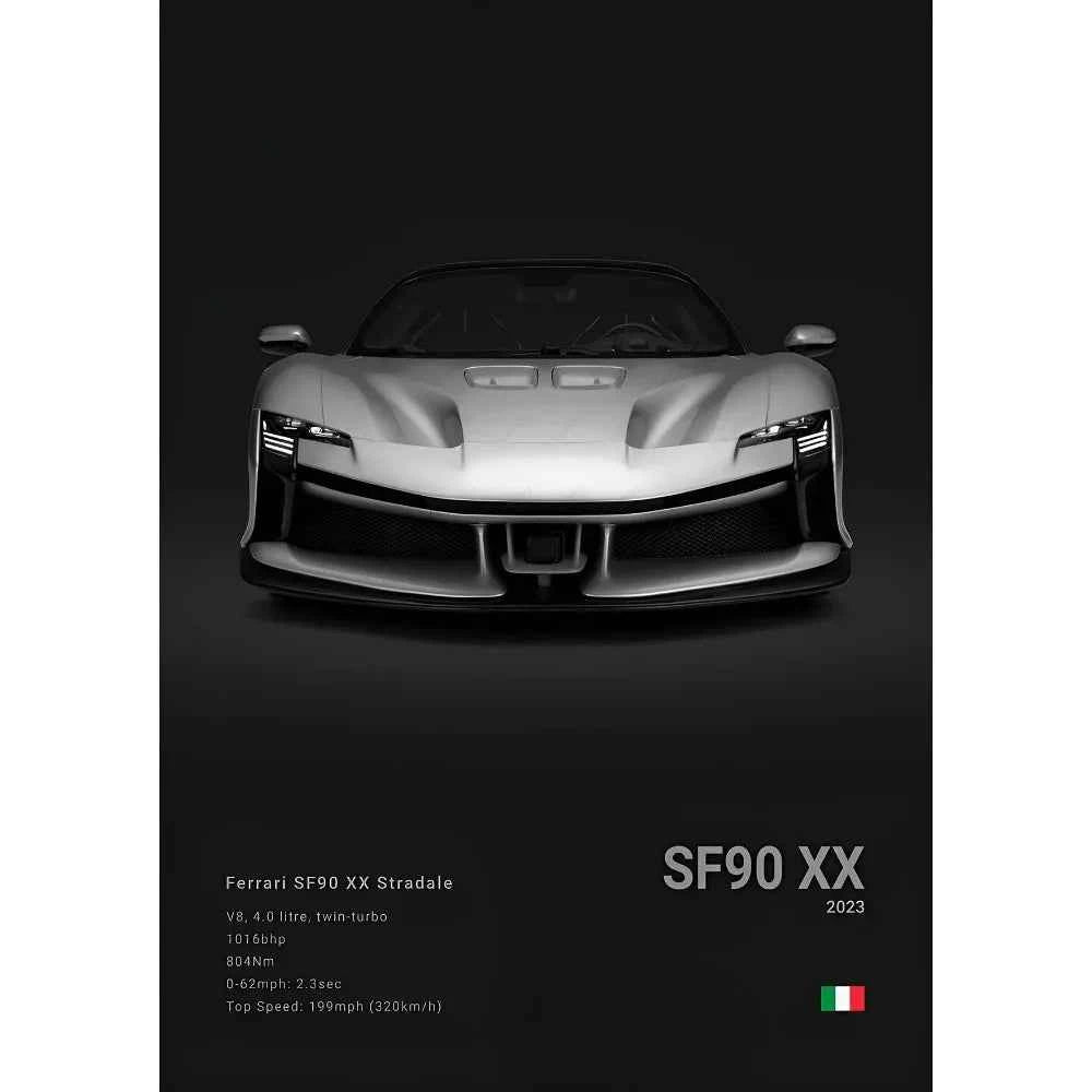F-Ferrari Black Car Famous F40 ENZO SF90 F12 Poster Sticky Wall Art Printing Waterproof Home Living Bed Room Bar Aesthetic Decor