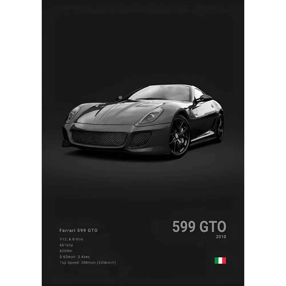 F-Ferrari Black Car Famous F40 ENZO SF90 F12 Poster Sticky Wall Art Printing Waterproof Home Living Bed Room Bar Aesthetic Decor