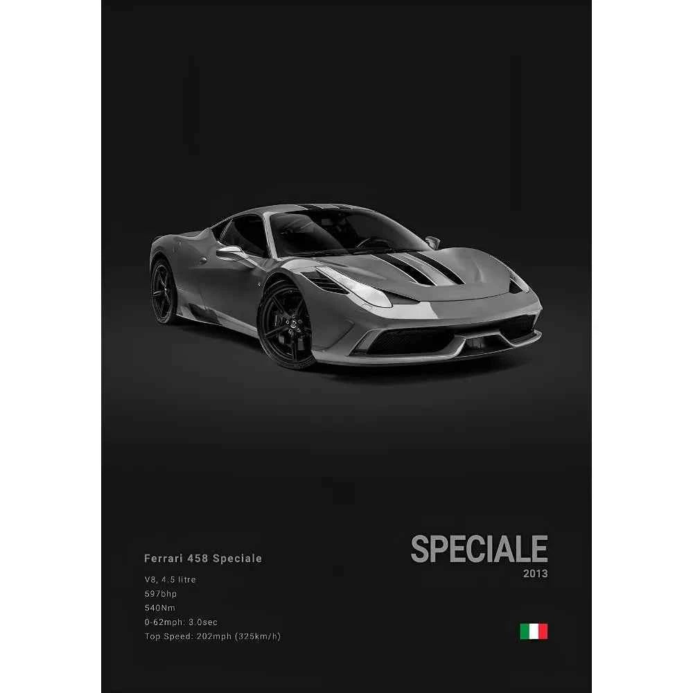 F-Ferrari Black Car Famous F40 ENZO SF90 F12 Poster Sticky Wall Art Printing Waterproof Home Living Bed Room Bar Aesthetic Decor