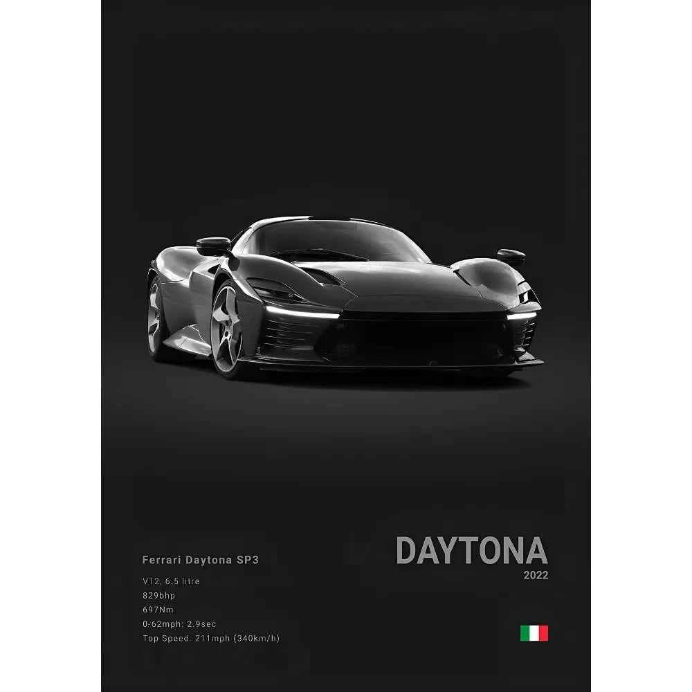 F-Ferrari Black Car Famous F40 ENZO SF90 F12 Poster Sticky Wall Art Printing Waterproof Home Living Bed Room Bar Aesthetic Decor