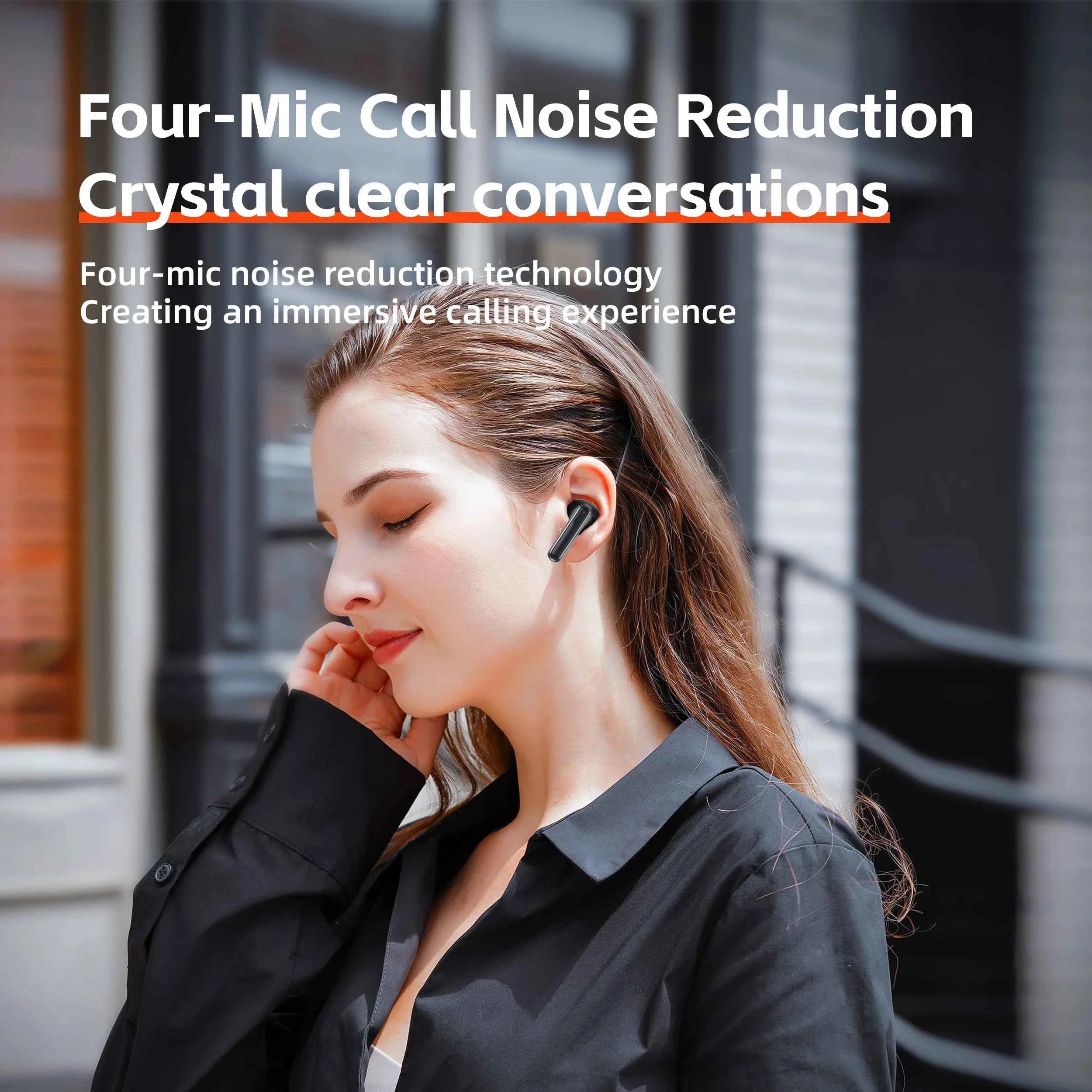 QERE E60 Wireless Bluetooth Headphones HD Microphone,HIFI Earphones,13mm Driver,Display screen+touch control,6 Mics, ANC Call