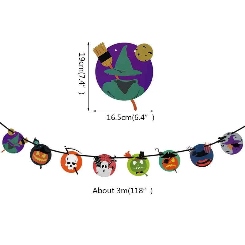 2023 Year Happy Halloween Banner Garland for Halloween Home hanging ornament Decorations Kids Child Favors Creative gift