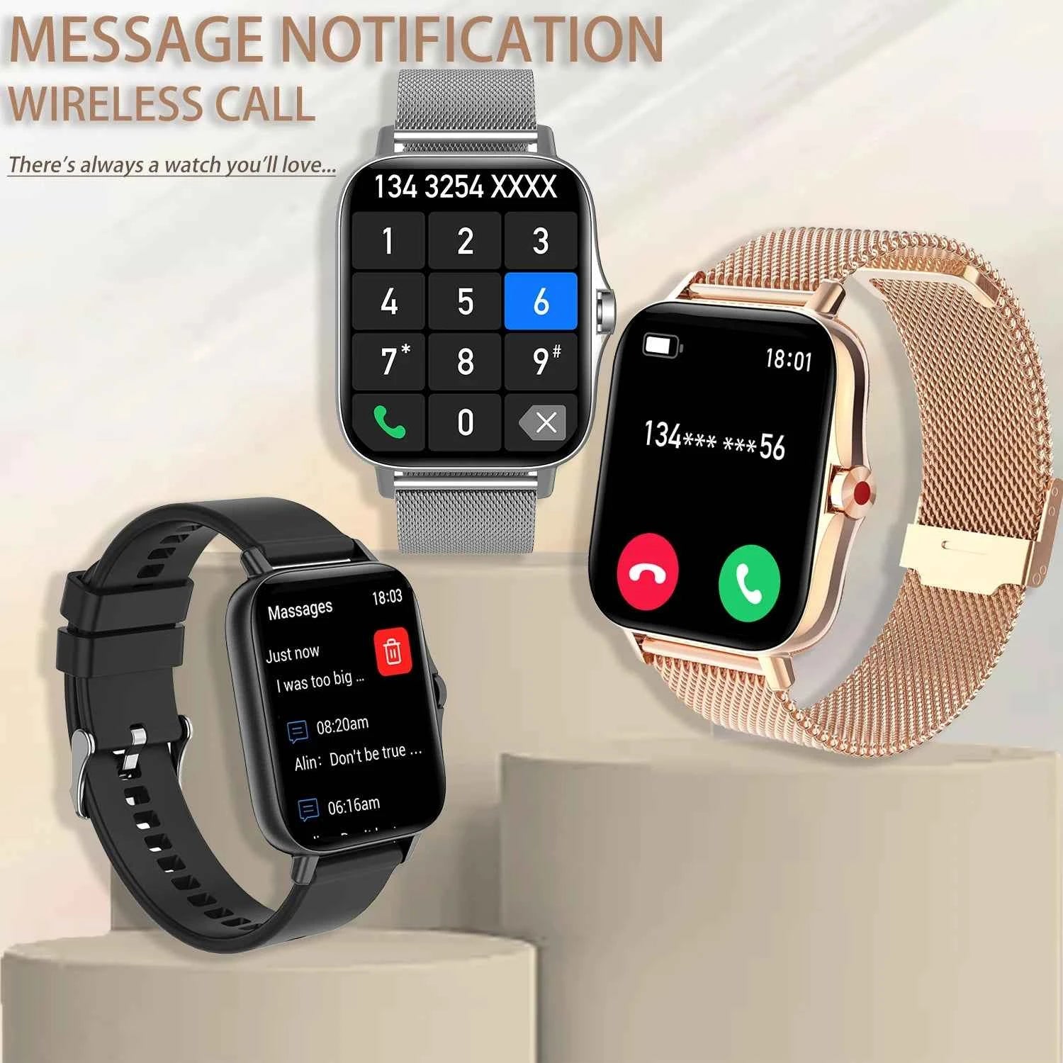 1.69" Touchscreen Smartwatch | Wireless Calls Watch, Fitness Tracker for iPhone/Android, Sports Watch, Great Gift for Family