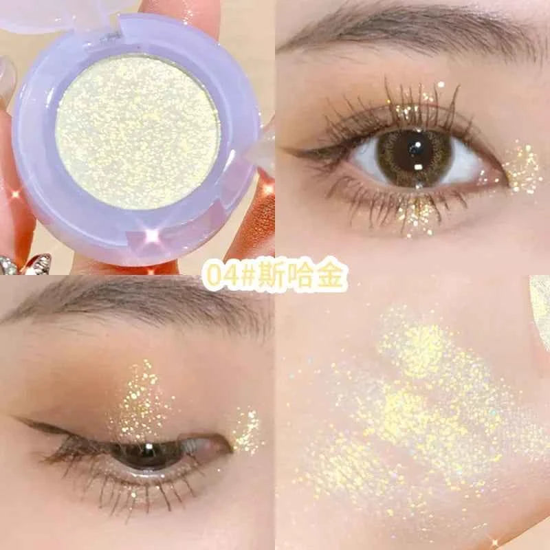 Potato Texture Glitter Eyeshadow Palette Pearlescent Diamond Monochrome Highlighter Powder Brighten Shiny Eyes Makeup Cosmetics