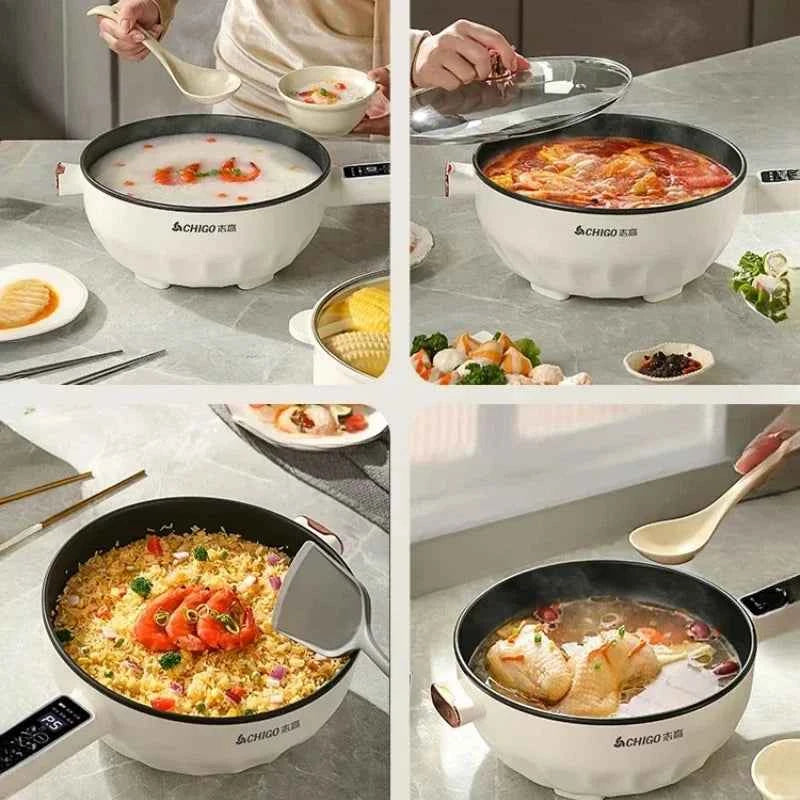 MultiFunction Electric Cooking Pot, NonStick Electric Fryer and Steamer for Home Use, Compact Cooker, Quick Meal Appliance