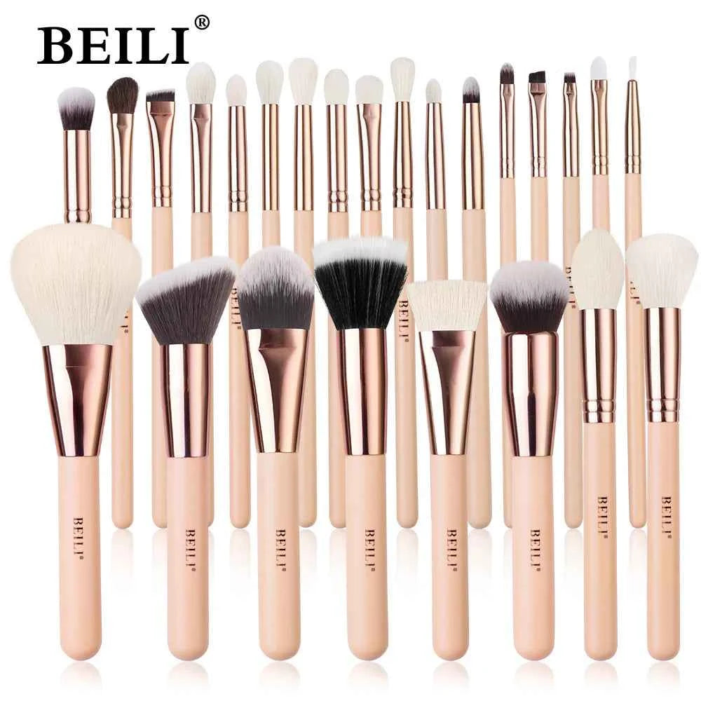 BEILI Pink Makeup Brushes Set Premium Foundation Contour Powder Blush Eyeshadow Highlighter Cosmetics Tool brochas de maquillaje