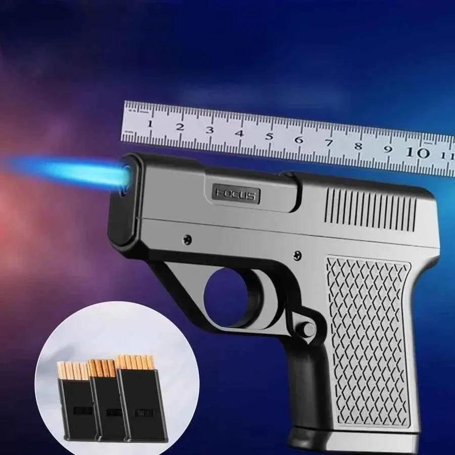 Pistol Style Lighters with 3 Cigarette Case, Jet Turb Lighter, Gas Lighter, Windproof Cigar Lighter, Gadgets for Men, 10PCs
