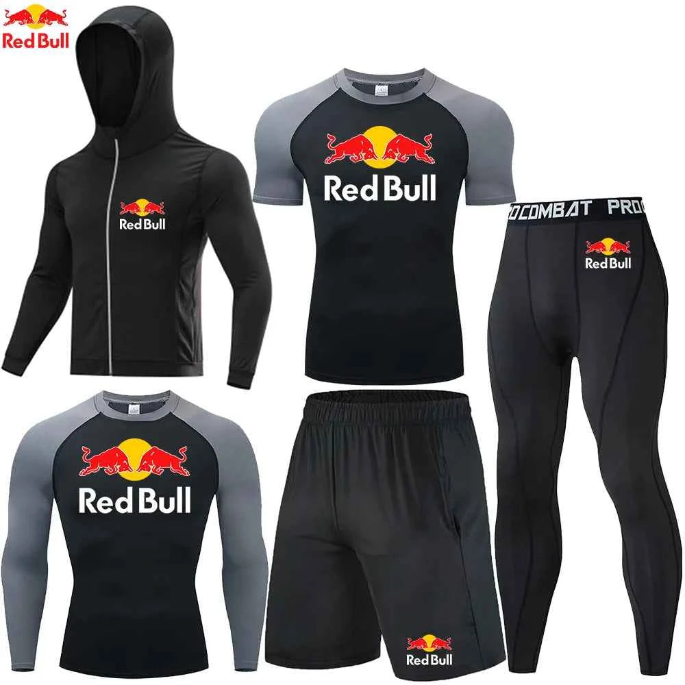 Red Bull Compression Sportswear Suits Men's Gym Tights Training Clothes Workout Jogging Set Running Rashguard Tracksuit For Men