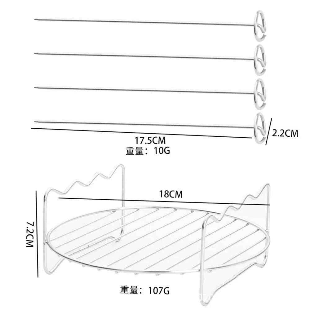 Air Fryer Stainless Steel Rack Tray&Steaming Racks Air Fryer Tools Baking Pan BBQ Gril Baking Cooker Accessories Cooking Tools