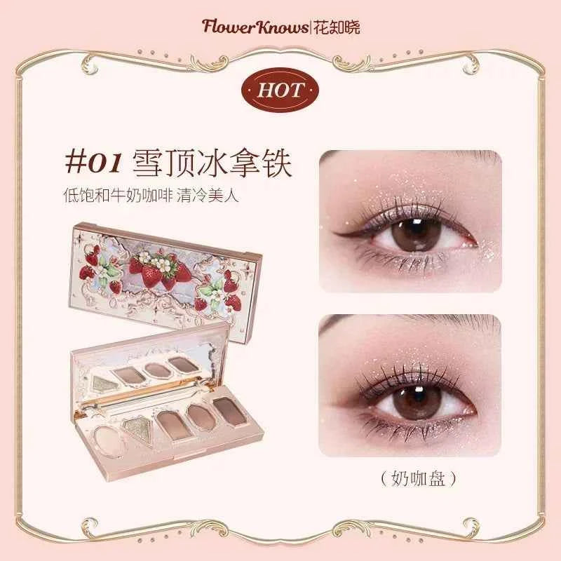Flower Knows Moonlight Mermaid Eyeshadow Palette 8-Color Matte Shimmer Glitter Eye Makeup Cosmetics Women Beauty Eye Shadow