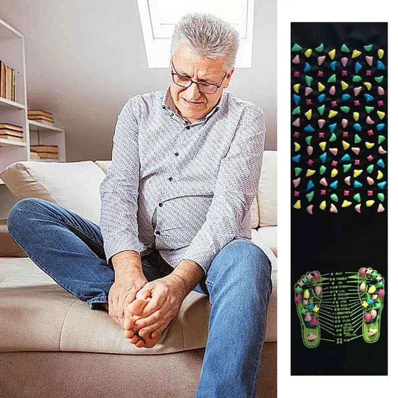 Foot Massage Mat Rock Stone Foot Massage Mat Rug Anti-Slip Foldable Reflexology & Relaxation Tool For Long Sitting Elderly