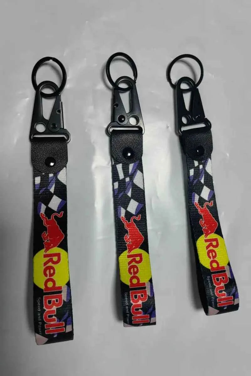 Red Bull Key Tag Racing Car Motorcycle Keychain Ring Car Lanyard Key Strap Car Accessories For Fake Taxi Keychain