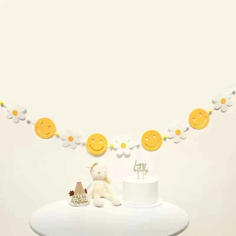 Rainbow Color Birthday Happy Party Banner Be Happy Hanging Banner Garland Daisy String Banner Wedding Banner Home Party Decor