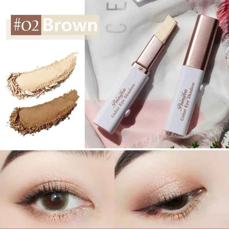 Double Color Glitter Eye Shadow Stick Matte Eyeshadow Make-up Waterproof Bicolor Shimmer Cosmetics Portable Lazy Beauty Makeup