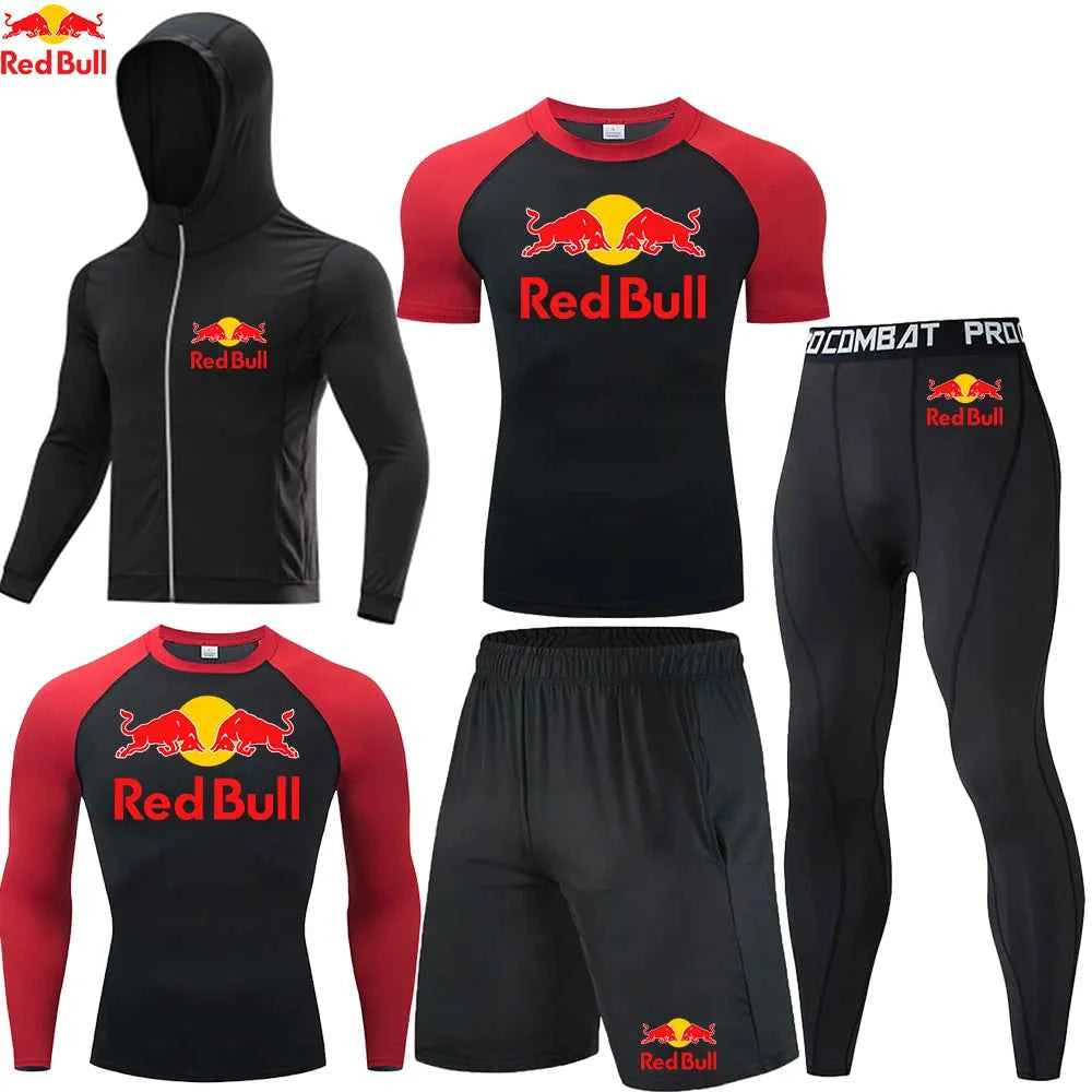 Red Bull Compression Sportswear Suits Men's Gym Tights Training Clothes Workout Jogging Set Running Rashguard Tracksuit For Men