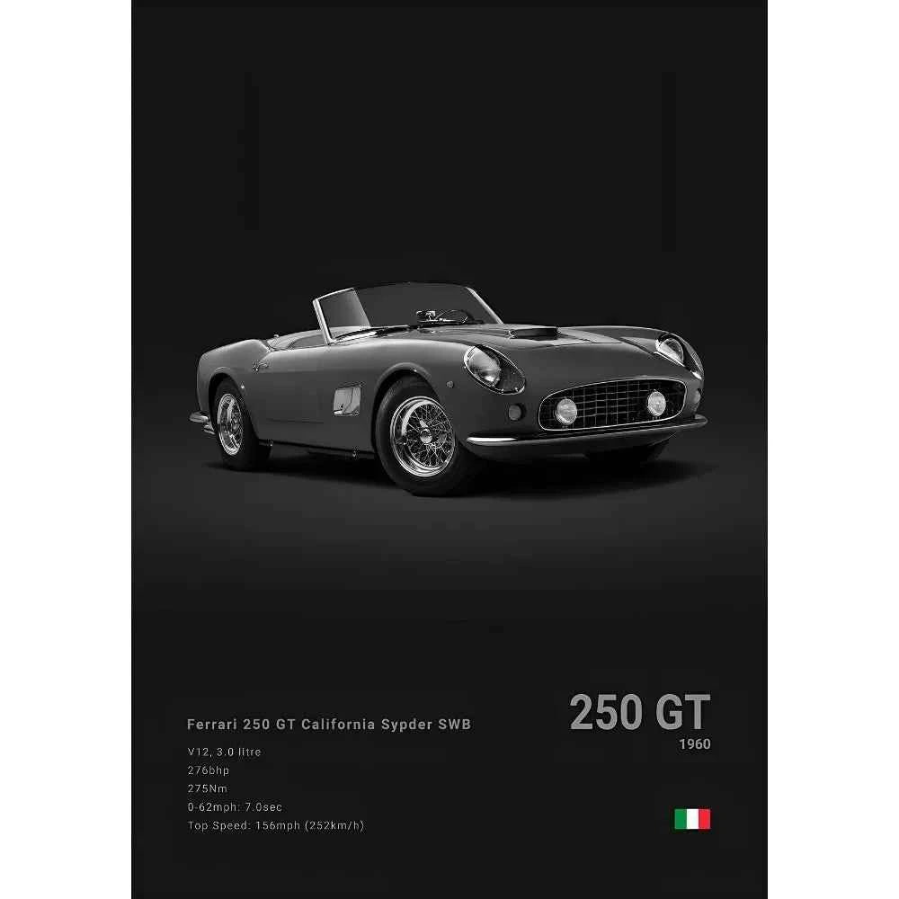 F-Ferrari Black Car Famous F40 ENZO SF90 F12 Poster Sticky Wall Art Printing Waterproof Home Living Bed Room Bar Aesthetic Decor