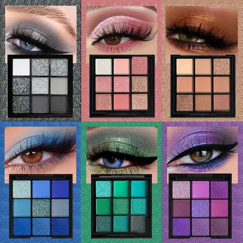 9-Grid Eyeshadow Palette Glitter Pearlescent Matte Eye Shadow Shimmer Makeup Long Lasting Women Beauty Eye Cosmetics Series