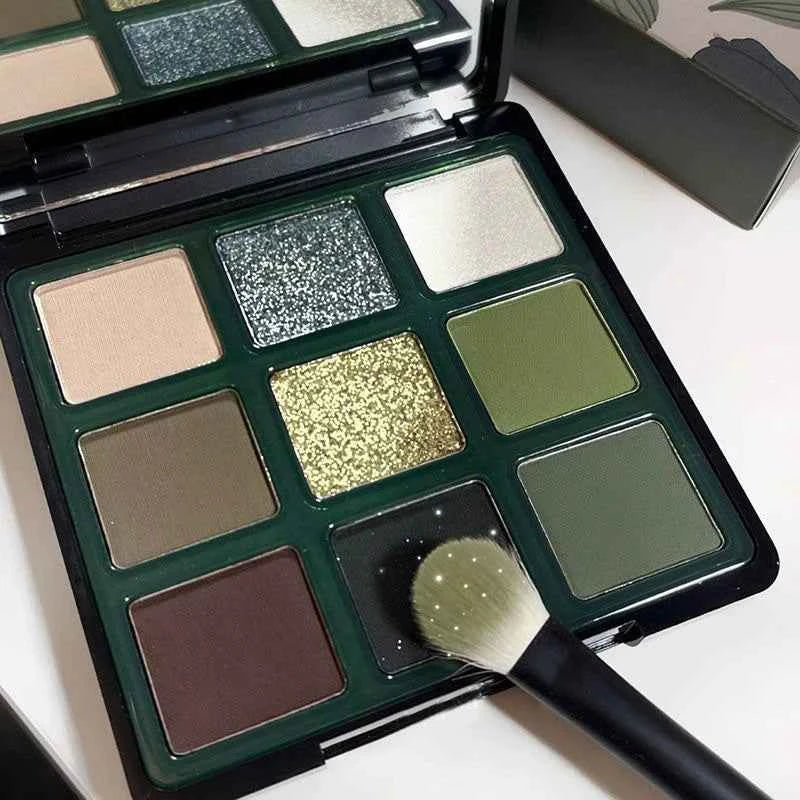 9 Colors Green Eyeshadow Palette Glitter Pearlescent Matte Eye Shadow Shimmer Makeup Long Lasting Women Beauty Eye Cosmetics