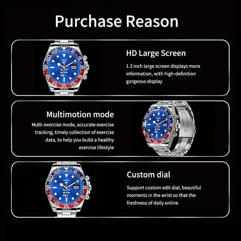 Business Smartwatch Luxury Design Fitness Tracker Bluetooth Call Heart Rate Sleep Monitor Smart Watch for Android iOS