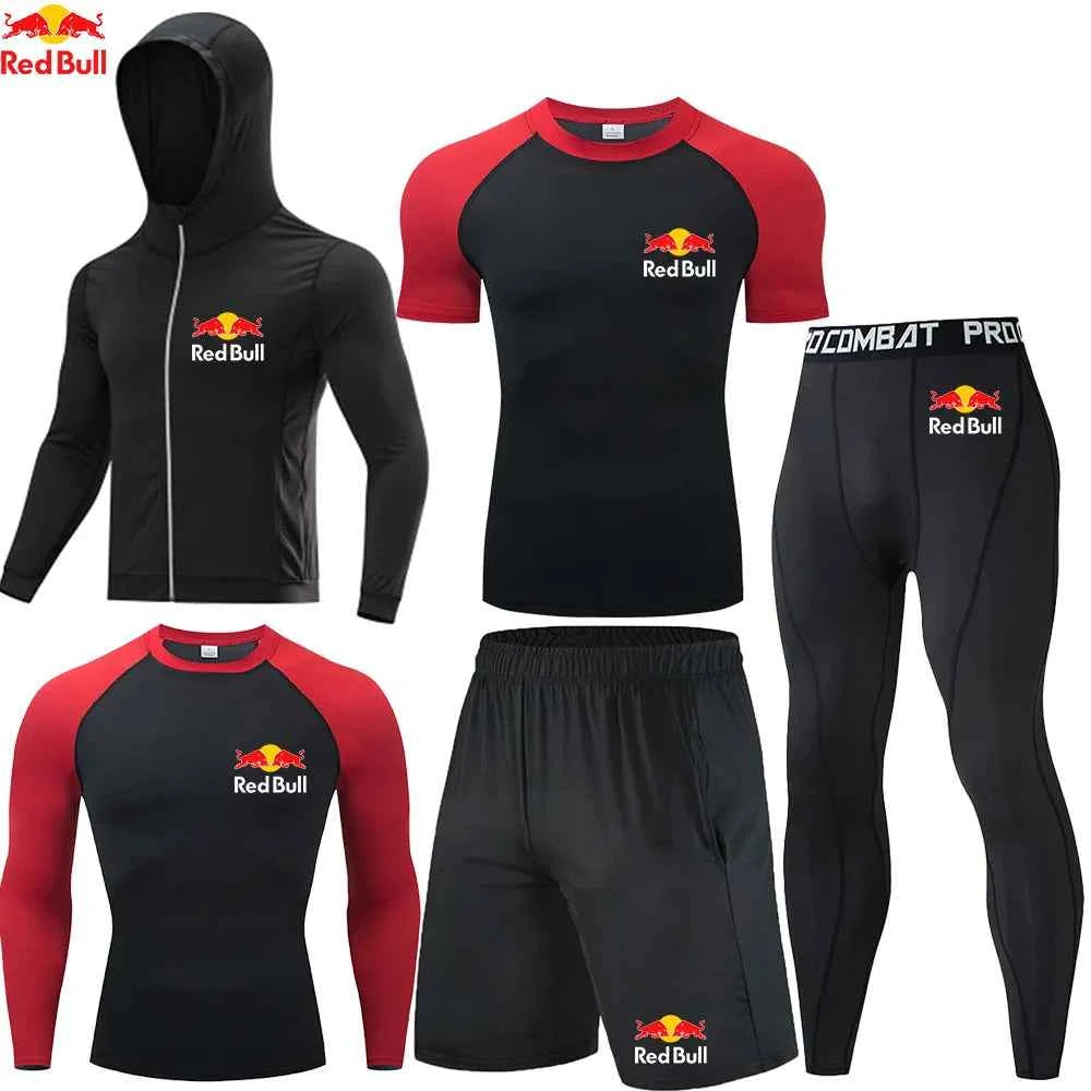 Red Bull Compression Sportswear Suits Men's Gym Tights Training Clothes Workout Jogging Set Running Rashguard Tracksuit For Men