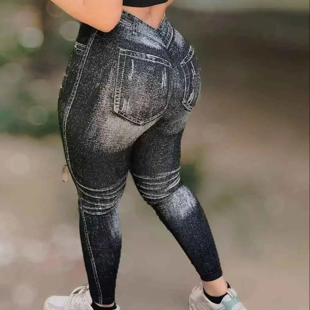 Leggings de Gym Femme Effet Jean V Dos