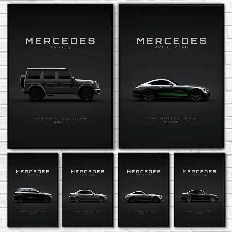 Black Famous Car M-Mercedes-B-Benz-AMG GT G 63 E 350 Poster Print Canvas Painting Home Living Room Wall Art Garage Club Decor